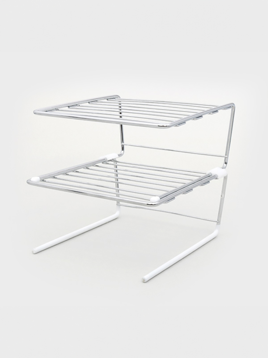 Steel prefabricated two-tier shelf